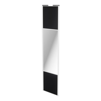 Porte de placard coulissante avec miroir noir mat profil blanc GoodHome Arius H. 248,5 x L. 62.2 cm 