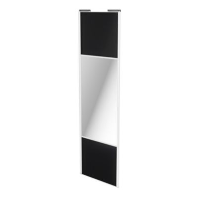 Porte de placard coulissante avec miroir noir mat profil blanc GoodHome Arius H. 248,5 x L. 77.2 cm 
