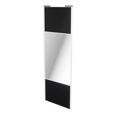 Porte de placard coulissante avec miroir noir mat profil blanc GoodHome Arius H. 248,5 x L. 92.2 cm 