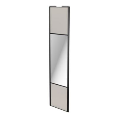 Porte de placard coulissante avec miroir gris clair mat profil noir GoodHome Arius H. 248,5 x L. 62.