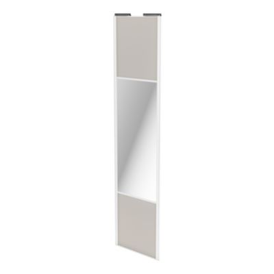 Porte de placard coulissante avec miroir gris clair mat profil blanc GoodHome Arius H. 248,5 x L. 62