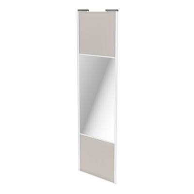 Porte de placard coulissante avec miroir gris clair mat profil blanc GoodHome Arius H. 248,5 x L. 77