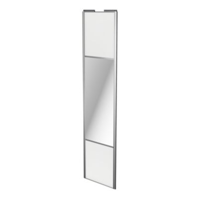 Porte de placard coulissante avec miroir blanc profil gris GoodHome Arius H. 248,5 x L. 62.2 cm + am