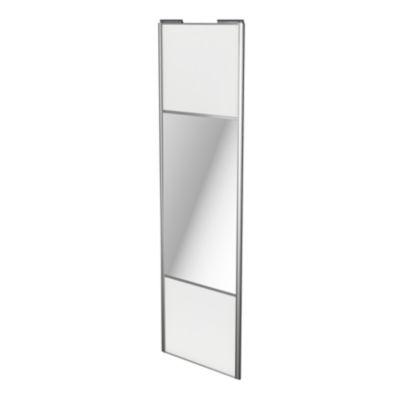 Porte de placard coulissante avec miroir blanc profil gris GoodHome Arius H. 248,5 x L. 77.2 cm + am