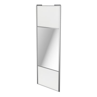 Porte de placard coulissante avec miroir blanc profil gris GoodHome Arius H. 248,5 x L. 92.2 cm + am