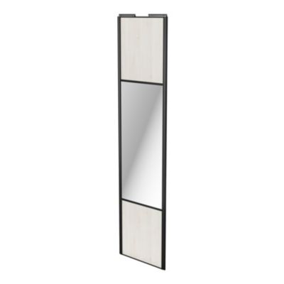 Porte de placard coulissante avec miroir bois nordique profil noir GoodHome Arius H. 248,5 x L. 62.2