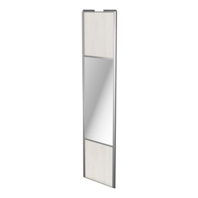Porte de placard coulissante avec miroir bois nordique profil gris GoodHome Arius H. 248,5 x L. 62.2