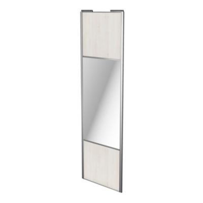 Porte de placard coulissante avec miroir bois nordique profil gris GoodHome Arius H. 248,5 x L. 77.2
