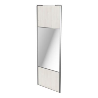 Porte de placard coulissante avec miroir bois nordique profil gris GoodHome Arius H. 248,5 x L. 92.2