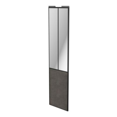 Porte de placard coulissante atelier gris antique profil noir GoodHome Arius H. 248,5 x L. 61.2 cm +