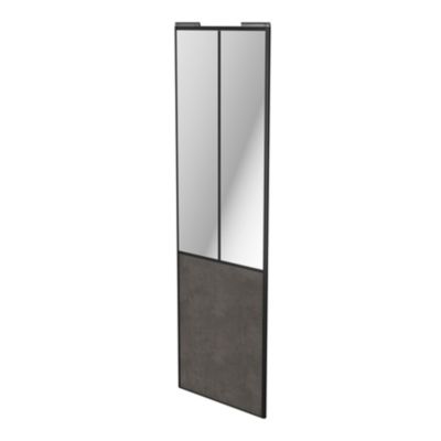 Porte de placard coulissante atelier gris antique profil noir GoodHome Arius H. 248,5 x L. 76.2 cm +