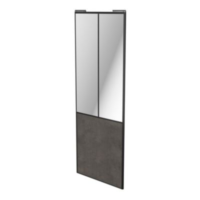 Porte de placard coulissante atelier gris antique profil noir GoodHome Arius H. 248,5 x L. 91.2 cm +