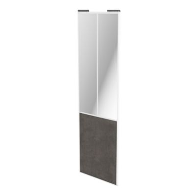 Porte de placard coulissante atelier gris antique profil blanc GoodHome Arius H. 248,5 x L. 76.2 cm 