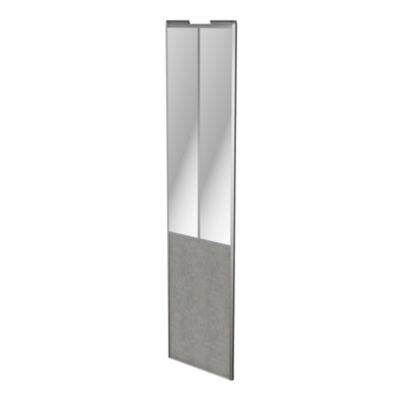 Porte de placard coulissante atelier béton profil gris GoodHome Arius H. 248,5 x L. 61.2 cm + amorti