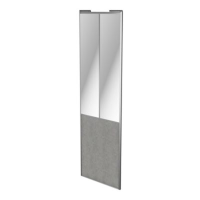 Porte de placard coulissante atelier béton profil gris GoodHome Arius H. 248,5 x L. 76.2 cm + amorti