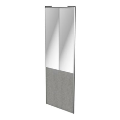 Porte de placard coulissante atelier béton profil gris GoodHome Arius H. 248,5 x L. 91.2 cm + amorti