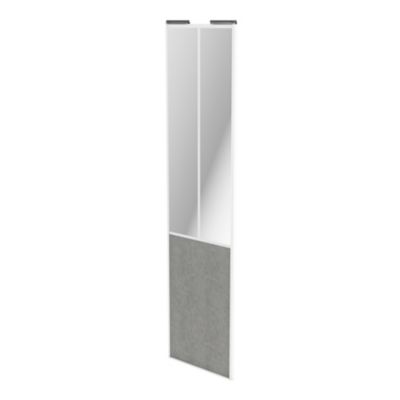 Porte de placard coulissante atelier béton profil blanc GoodHome Arius H. 248,5 x L. 61.2 cm + amort