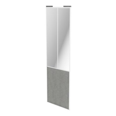 Porte de placard coulissante atelier béton profil blanc GoodHome Arius H. 248,5 x L. 76.2 cm + amort