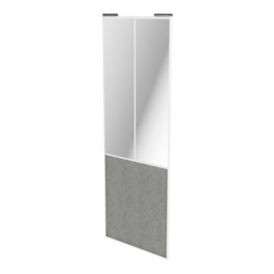 Porte de placard coulissante atelier béton profil blanc GoodHome Arius H. 248,5 x L. 91.2 cm + amort