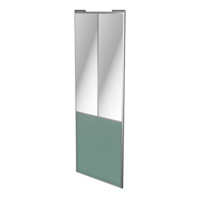 Porte de placard coulissante atelier vert de gris profil gris GoodHome Arius H. 248,5 x L. 91.2 cm +