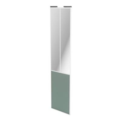 Porte de placard coulissante atelier vert de gris profil blanc GoodHome Arius H. 248,5 x L. 61.2 cm 