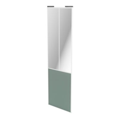Porte de placard coulissante atelier vert de gris profil blanc GoodHome Arius H. 248,5 x L. 76.2 cm 