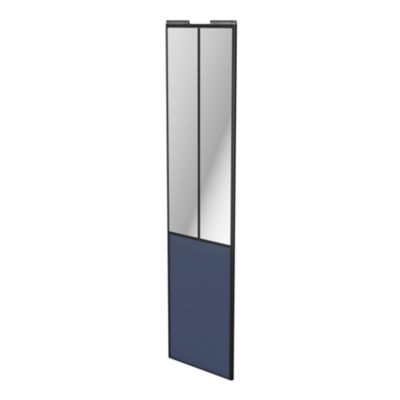 Porte de placard coulissante atelier bleu profil noir GoodHome Arius H. 248,5 x L. 61.2 cm + amortis