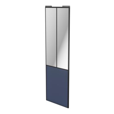 Porte de placard coulissante atelier bleu profil noir GoodHome Arius H. 248,5 x L. 76.2 cm + amortis