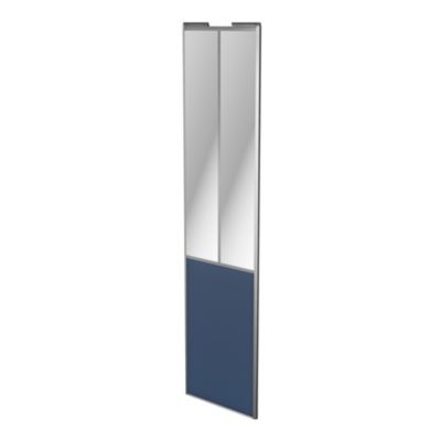 Porte de placard coulissante atelier bleu profil gris GoodHome Arius H. 248,5 x L. 61.2 cm + amortis
