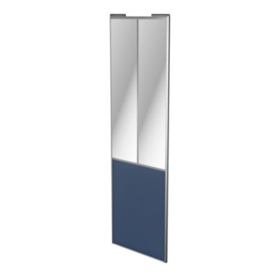 Porte de placard coulissante atelier bleu profil gris GoodHome Arius H. 248,5 x L. 76.2 cm + amortis