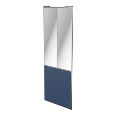 Porte de placard coulissante atelier bleu profil gris GoodHome Arius H. 248,5 x L. 91.2 cm + amortis