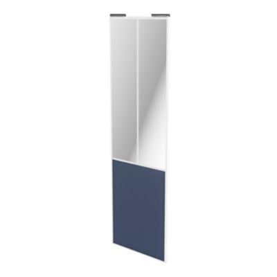 Porte de placard coulissante atelier bleu profil blanc GoodHome Arius H. 248,5 x L. 76.2 cm + amorti