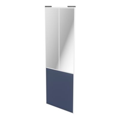 Porte de placard coulissante atelier bleu profil blanc GoodHome Arius H. 248,5 x L. 91.2 cm + amorti