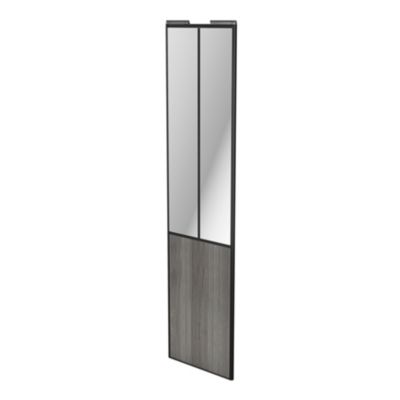 Porte de placard coulissante atelier effet chêne grisé profil noir GoodHome Arius H. 248,5 x L. 61.2