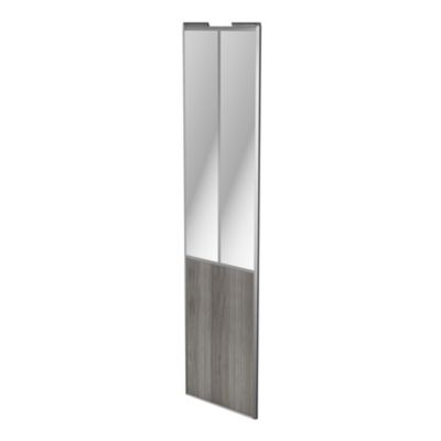 Porte de placard coulissante atelier effet chêne grisé profil gris GoodHome Arius H. 248,5 x L. 61.2