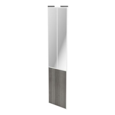 Porte de placard coulissante atelier effet chêne grisé profil blanc GoodHome Arius H. 248,5 x L. 61.