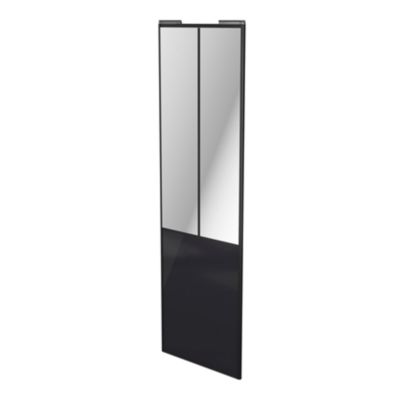 Porte de placard coulissante atelier noir profil noir GoodHome Arius H. 248,5 x L. 76.2 cm + amortis