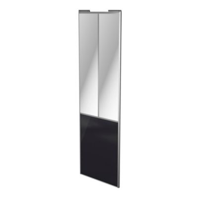 Porte de placard coulissante atelier noir profil gris GoodHome Arius H. 248,5 x L. 76.2 cm + amortis