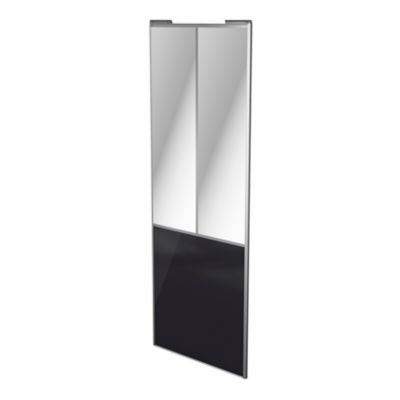 Porte de placard coulissante atelier noir profil gris GoodHome Arius H. 248,5 x L. 91.2 cm + amortis
