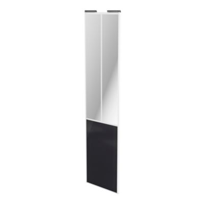 Porte de placard coulissante atelier noir profil blanc GoodHome Arius H. 248,5 x L. 61.2 cm + amorti
