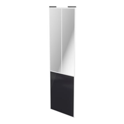 Porte de placard coulissante atelier noir profil blanc GoodHome Arius H. 248,5 x L. 76.2 cm + amorti