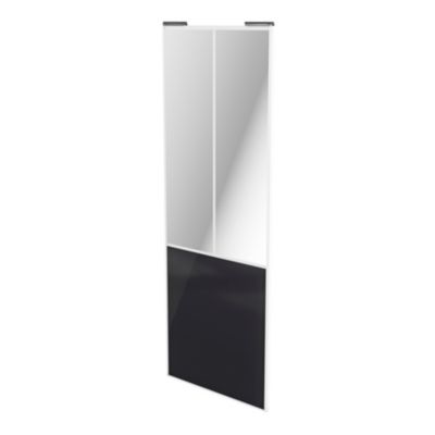 Porte de placard coulissante atelier noir profil blanc GoodHome Arius H. 248,5 x L. 91.2 cm + amorti