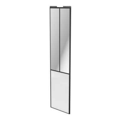 Porte de placard coulissante atelier blanc brillant profil noir GoodHome Arius H. 248,5 x L. 61.2 cm