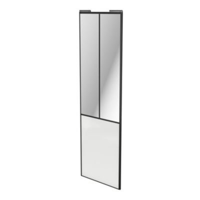 Porte de placard coulissante atelier blanc brillant profil noir GoodHome Arius H. 248,5 x L. 76.2 cm