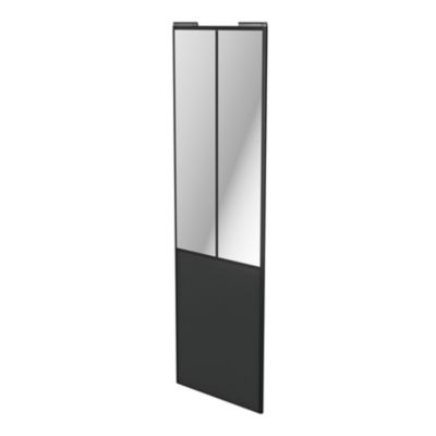Porte de placard coulissante atelier gris anthracite profil noir GoodHome Arius H. 248,5 x L. 76.2 c