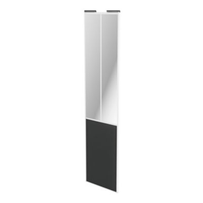 Porte de placard coulissante atelier gris foncé mat profil blanc GoodHome Arius H. 248,5 x L. 61.2 c