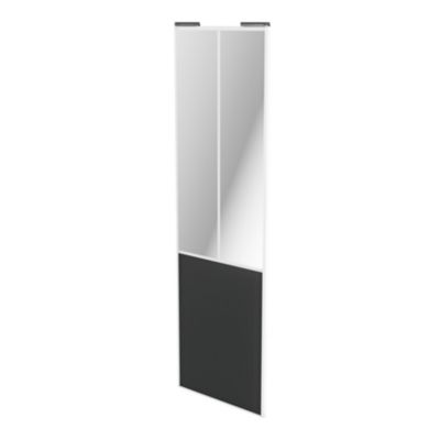 Porte de placard coulissante atelier gris foncé mat profil blanc GoodHome Arius H. 248,5 x L. 76.2 c