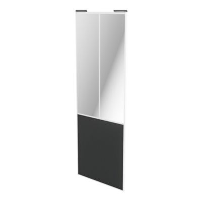 Porte de placard coulissante atelier gris foncé mat profil blanc GoodHome Arius H. 248,5 x L. 91.2 c