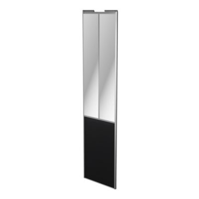 Porte de placard coulissante atelier noir mat profil gris GoodHome Arius H. 248,5 x L. 61.2 cm + amo