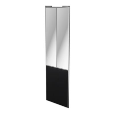 Porte de placard coulissante atelier noir mat profil gris GoodHome Arius H. 248,5 x L. 76.2 cm + amo